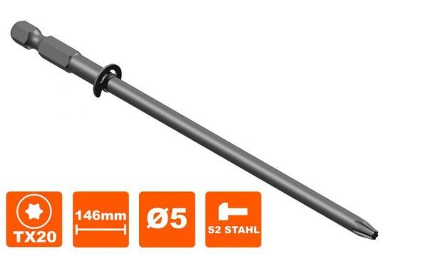 Ersatzbit Bosch MA55, TORX, Tx-20, Antrieb, 5 mm, 146 mm