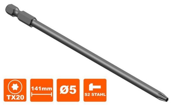 Bit 141 mm Torx Tx-20 Antrieb, Ø5 mm